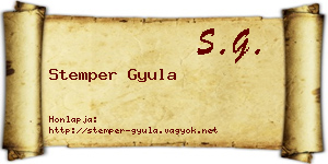 Stemper Gyula névjegykártya